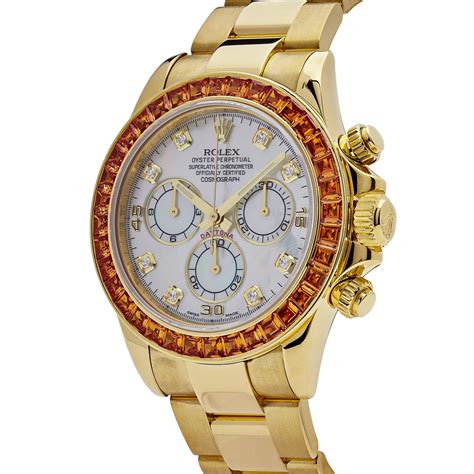 Rolex Daytona 116578SACO Yellow Gold Sapphire Bezel Mother .